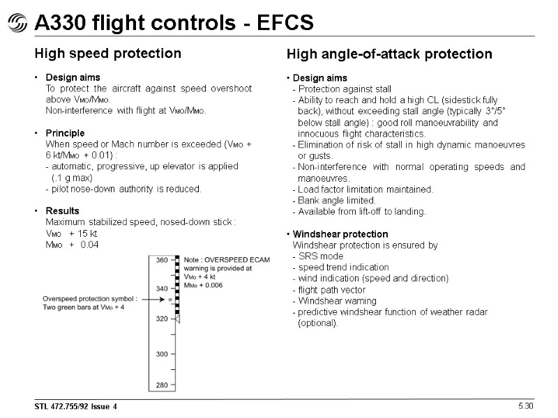 A330 flight controls - EFCS 5.30 High speed protection  Design aims  To